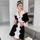 Cold Shoulder Open-collar Two-tone Shirt