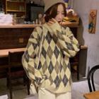 Argyle Print Sweater As Shown In Figure - One Size