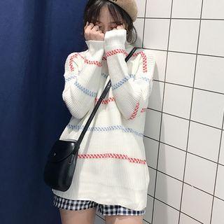 Long-sleeve Patterned Ribbed Sweater