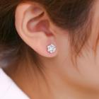 Rhinestone Stud Earring 1 Pair - White Rhinestone - Silver - One Size