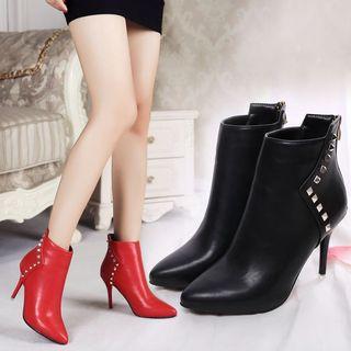 Studded Stiletto Heel Short Boots