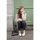 Raglan-shoulder Open-front Ribbed Cardigan