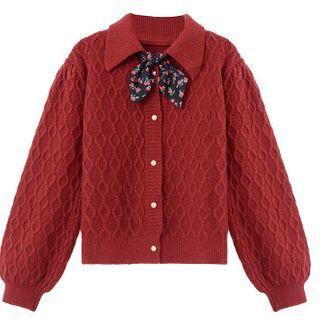 Collared Ribbon Cardigan