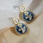 Rhinestone Floral Drop Earring 1 Pair - E220-3 - Blue - One Size