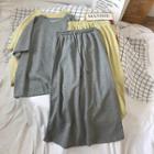 Set: Short Sleeve Plain Oversized Top + Skirt
