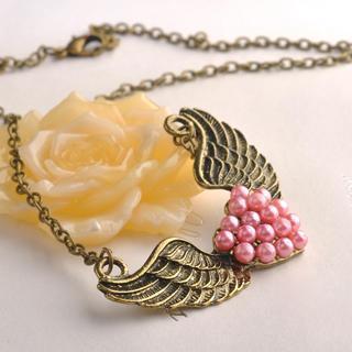 Wings Pearl Necklace Copper - One Size