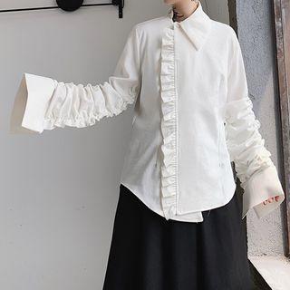 Asymmetric Frill-trim Shirt
