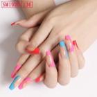 Glitter Trim Faux Nail Tips Sm19201136 - Red & Pink & Blue - One Size
