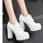 Retro Lace-up High-heel Platform Derby Shoes