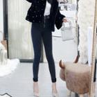 Rhinestone High Waist Skinny Jeans