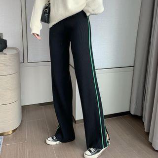 Contrast Lining Wide-leg Knit Pants