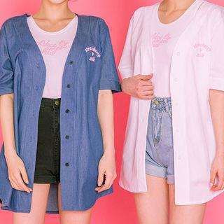 Strawberry Milk Lettering Baseball Shirt