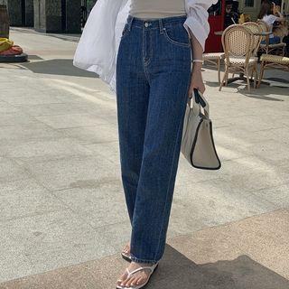 Linen Blend Semi-wide Jeans