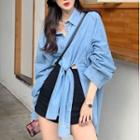 Tie-front Denim Shirt Shirt - Blue - One Size