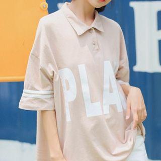 Lettering Printed Short-sleeve Top