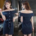 Cap-sleeve Off Shoulder Sheath Dress