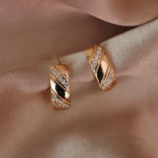 925 Sterling Silver Rhinestone Earring Champagne Gold - One Size