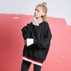 Contrast Hem Lace-up Hooded Sweatshirt