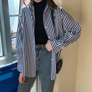 Long Sleeve Pinstripe Shirt Blue - One Size