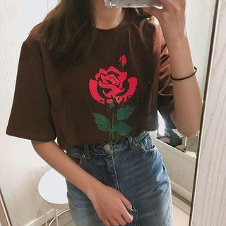Rose Lettering Loose-fit Short-sleeve T-shirt