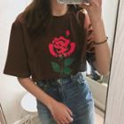 Rose Lettering Loose-fit Short-sleeve T-shirt