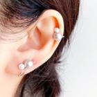 Faux Pearl Ear Cuff 1 Pc - Clip On Earring - Silver - One Size
