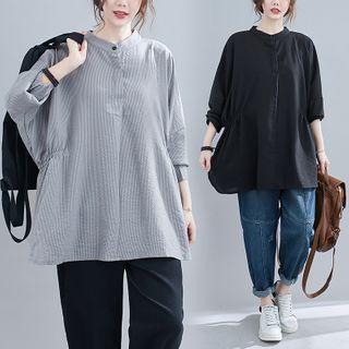 Dolman-sleeve Stand-collar Blouse