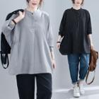 Dolman-sleeve Stand-collar Blouse
