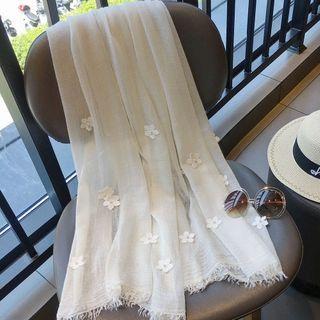 Floral Shawl White - One Size