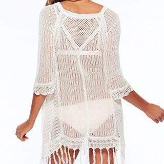 Fringe Hem Knit Cover-up