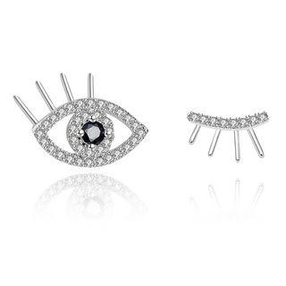 Non-matching Rhinestone Eye Earring 1 Pair - As Shown In Figure - One Size