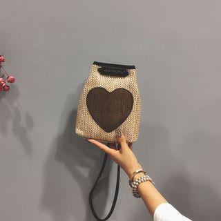 Heart Accent Bucket Shoulder Bag