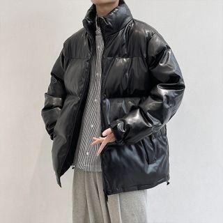 Stand Collar Plain Padded Coat