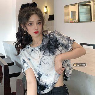 Round-neck Tie-dye Cropped Top