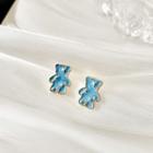Bear Alloy Earring 1 Pair - 925 Silver - Blue - One Size