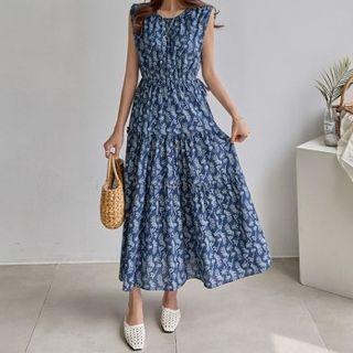 Sleeveless Drawstring-waist Tiered Dress
