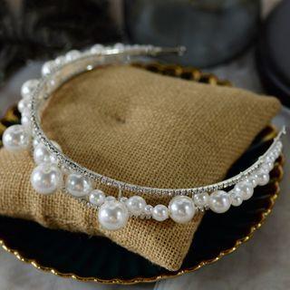 Faux Pearl Hair Band Pearlied White - One Size