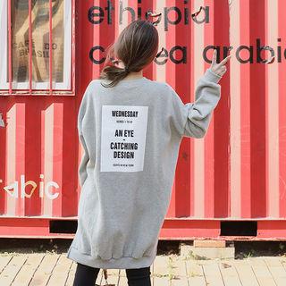 Lettering Brushed-fleece Lined Sweatshirt Dress