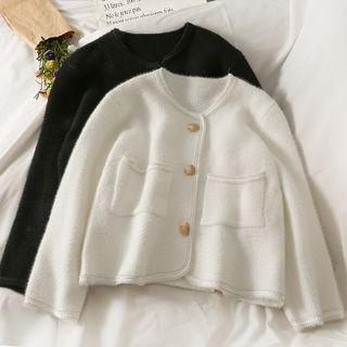 Crew-neck Furry Loose Jacket