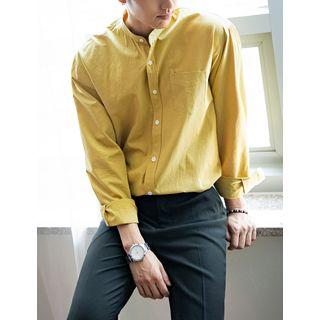 Mandarin-collar Stitched Shirt In 8 Colors