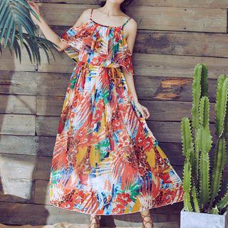 Cutout Shoulder Printed Sundress