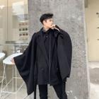Notch Lapel Double-breasted Cape Black - One Size