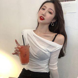 Off-shoulder Lightweight Long-sleeve Top