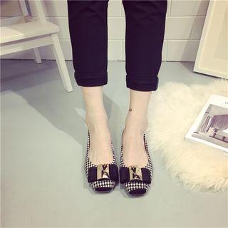 Block Heel Houndstooth Flats
