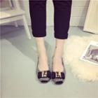 Block Heel Houndstooth Flats