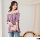 Tie-neck Tasseled Lace Cuff Chiffon Top
