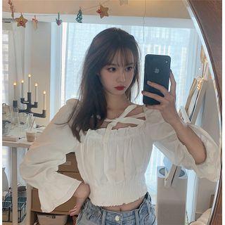 Bow Detail Lantern-sleeve Blouse White - One Size