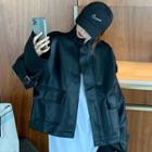 Faux Leather Oversize Zip Jacket