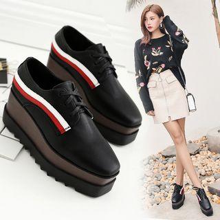 Stripe Detail Platform Lace-up Shoes