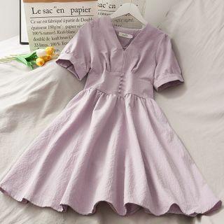 Gingham V-neck Mini Dress